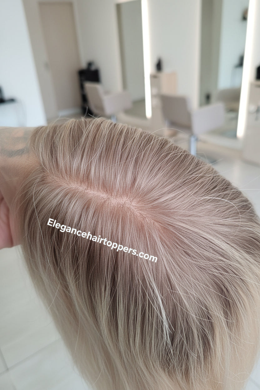 Phoebe- STOCK- silk base lace front medical wig, 14inches long,iced Sundae
