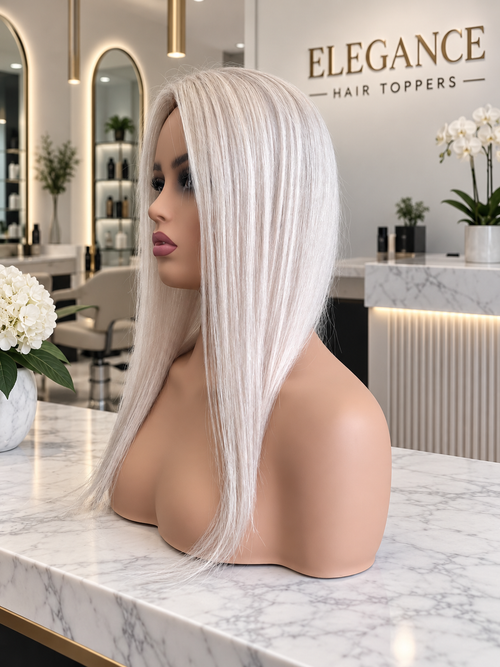 Jules - silk and lace base human hair topper, 16 inches long