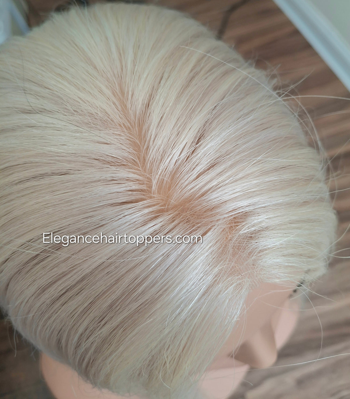 Jules - STOCK silk and lace base human hair topper, 16 inches long, frosted fairytale