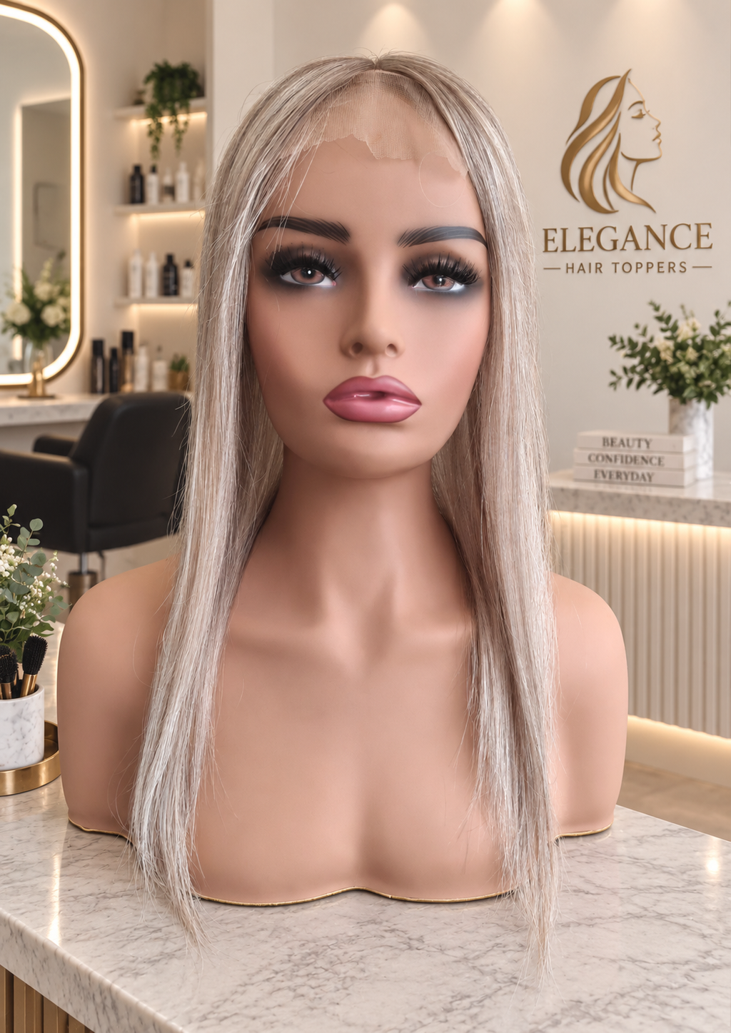 Jules - silk and lace base human hair topper, 16 inches long